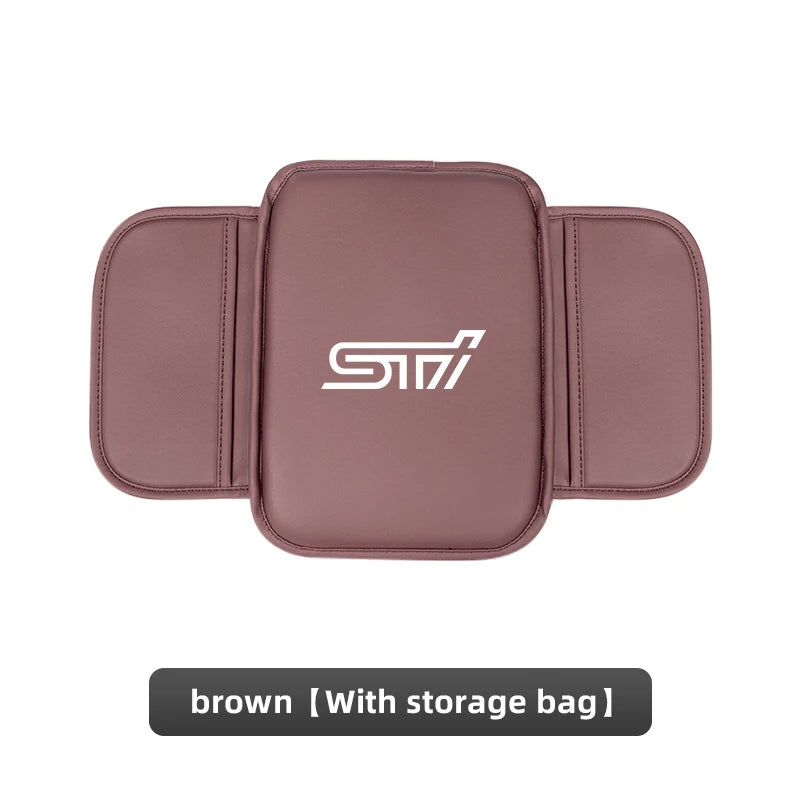 Car Leather Armrest Box Heighten Protective Pad | Arm Rest Cushion For Subaru STI BRZ close-up view