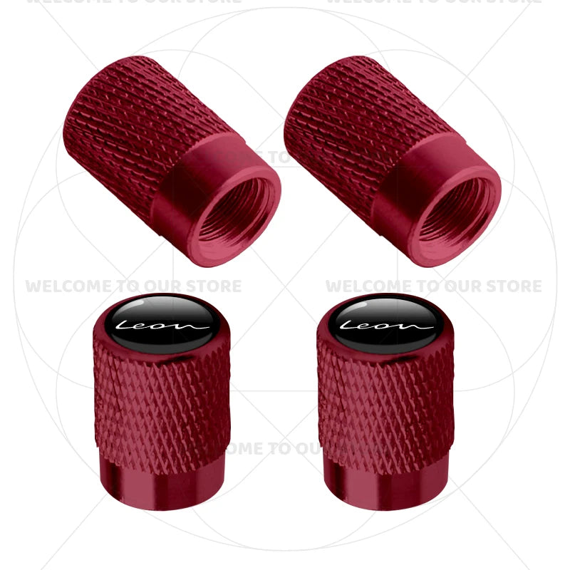 For Leon Racing Flag Emblem 5F MK2 MK3 FR VZ5 Race Flag 4Pcs Aluminum Car Tire Valve Cap detail view
