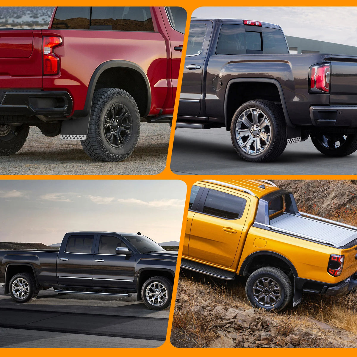 Universal 4PCS Truck Mud Flaps Heat-Resistant Car Splash Guards Trucks Mud Guards W additional angle