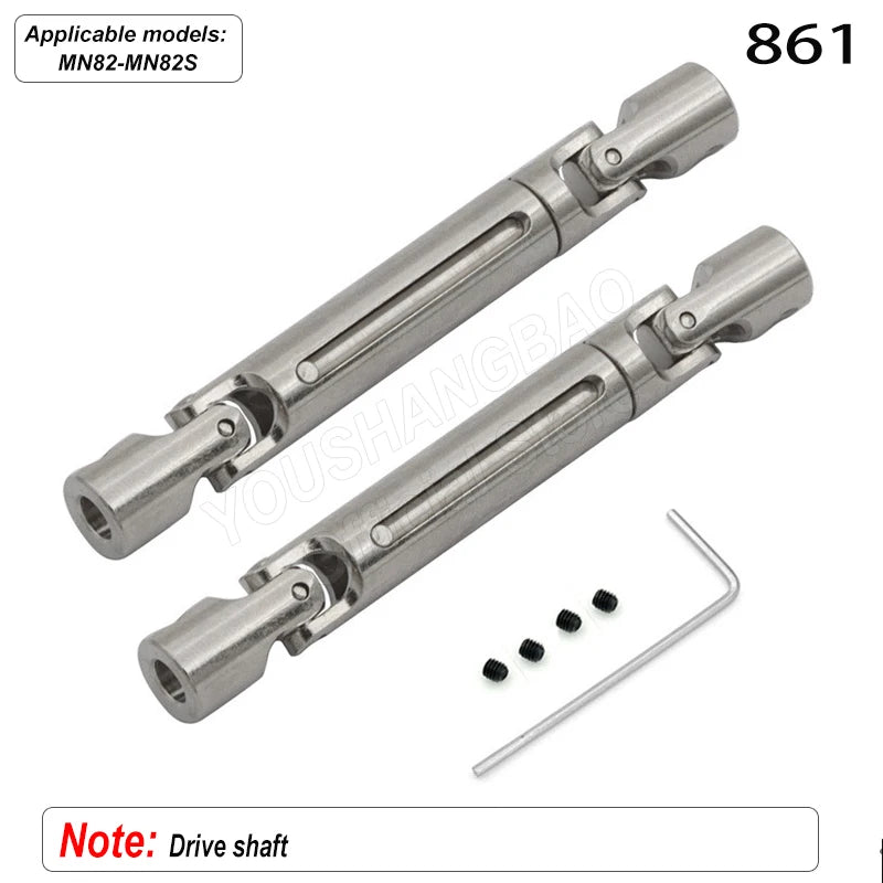 MN Series 82 82S Off-road Vehicle Parts - Metal Upgrade Accessories: Front and Rear Axles, Transmission Shaft, Tie Rods, Frame