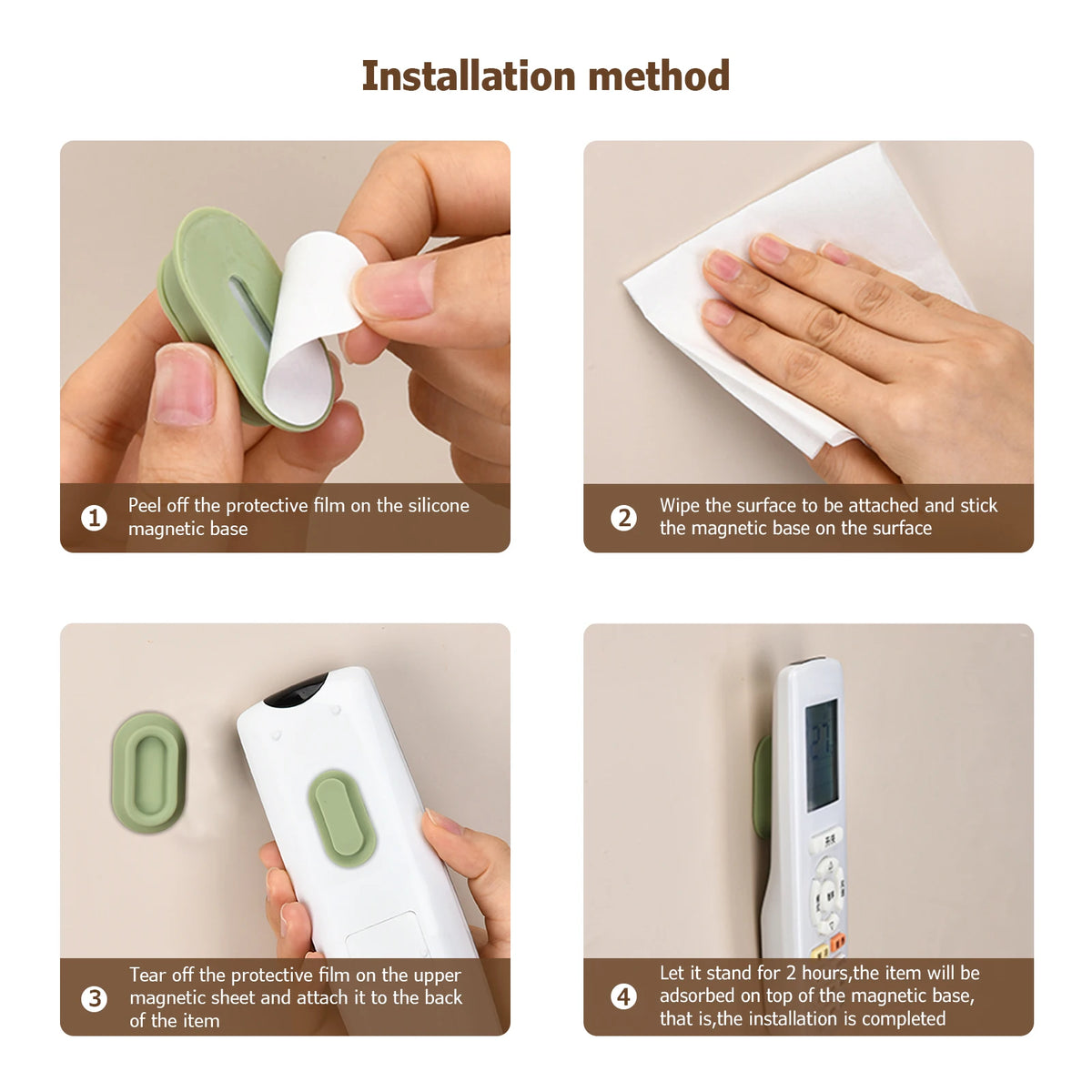 Magnetic Remote Control Bracket, Self-Adhesive Wall Mounted Storage close-up view