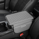 Car Armrest Cover Pad with Storage Bag Leather Anti-Slip Center Console Armrest Protector Cushion with Pocket
