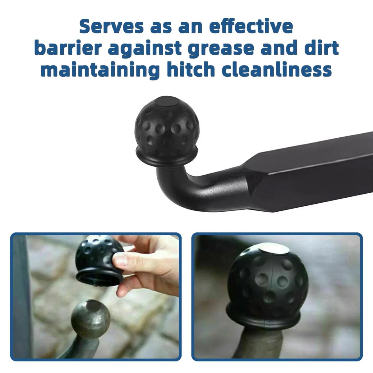 1PC Trailer Hitch Ball Cover Rubber Universal Tow Hitch Cap Protective Cover Dustproof close-up view