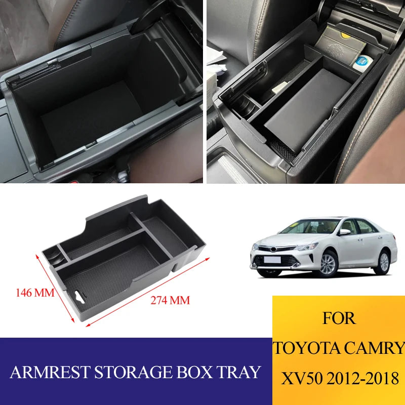 For Toyota Camry XV50 2012 - 2017 ABS Armrest Storage Box Car Center Console Organizer Tray Interior Accessories