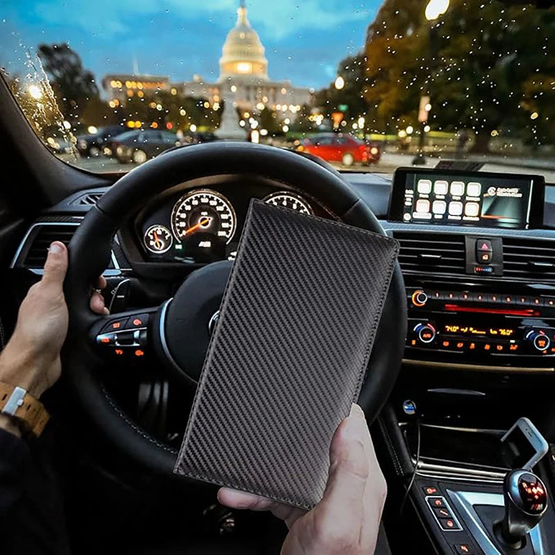 Car Registration & Insurance Card Holder with Magnetic Shut, Vehicle Glove Box Car Org close-up view