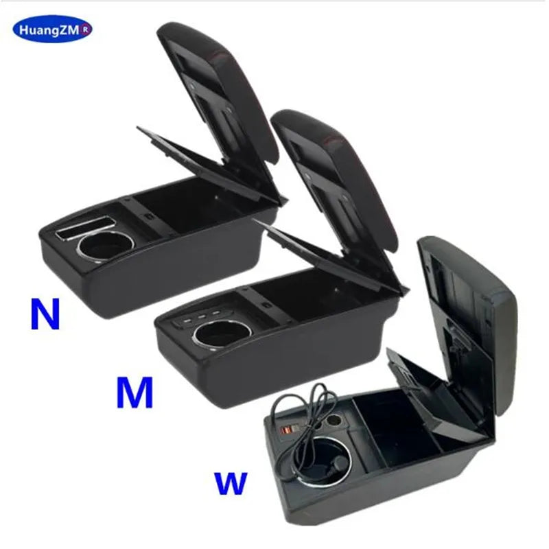 For Volkswagen VW Touran Caddy Armrest Box Double-Layer Center Storage Box USB Port Cup Holder Interior Retrofit Car Accessories