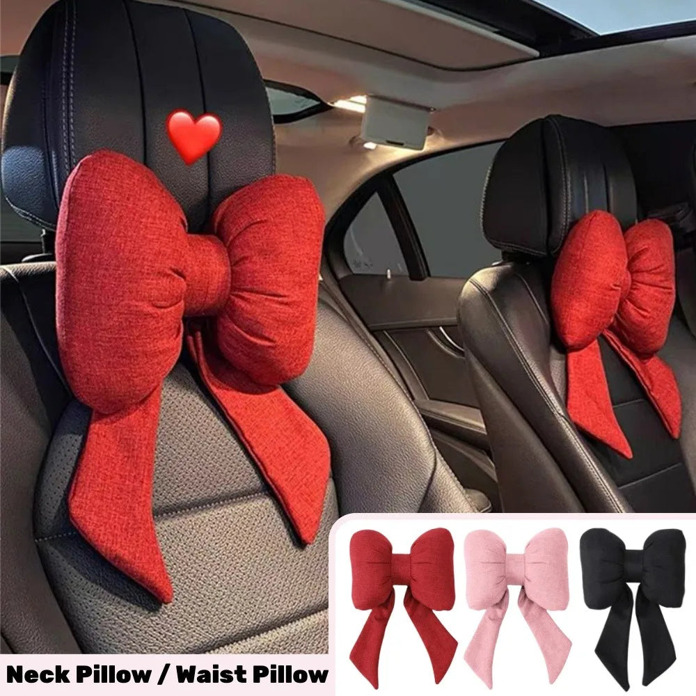 Cute Pink Bowknot Car Neck Pillow
