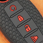 4 Button Remote Key Fob Ring Chain Case Cover Holder Shell Silicone For Nissan Titan XD Leaf Rogue Altima Maxima Versa 2020 2021