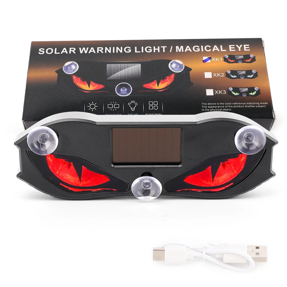 New Solar Devil Eye Warning Light LED Car Ambient Lighting Windshield Solar Type-C Ch alternate view