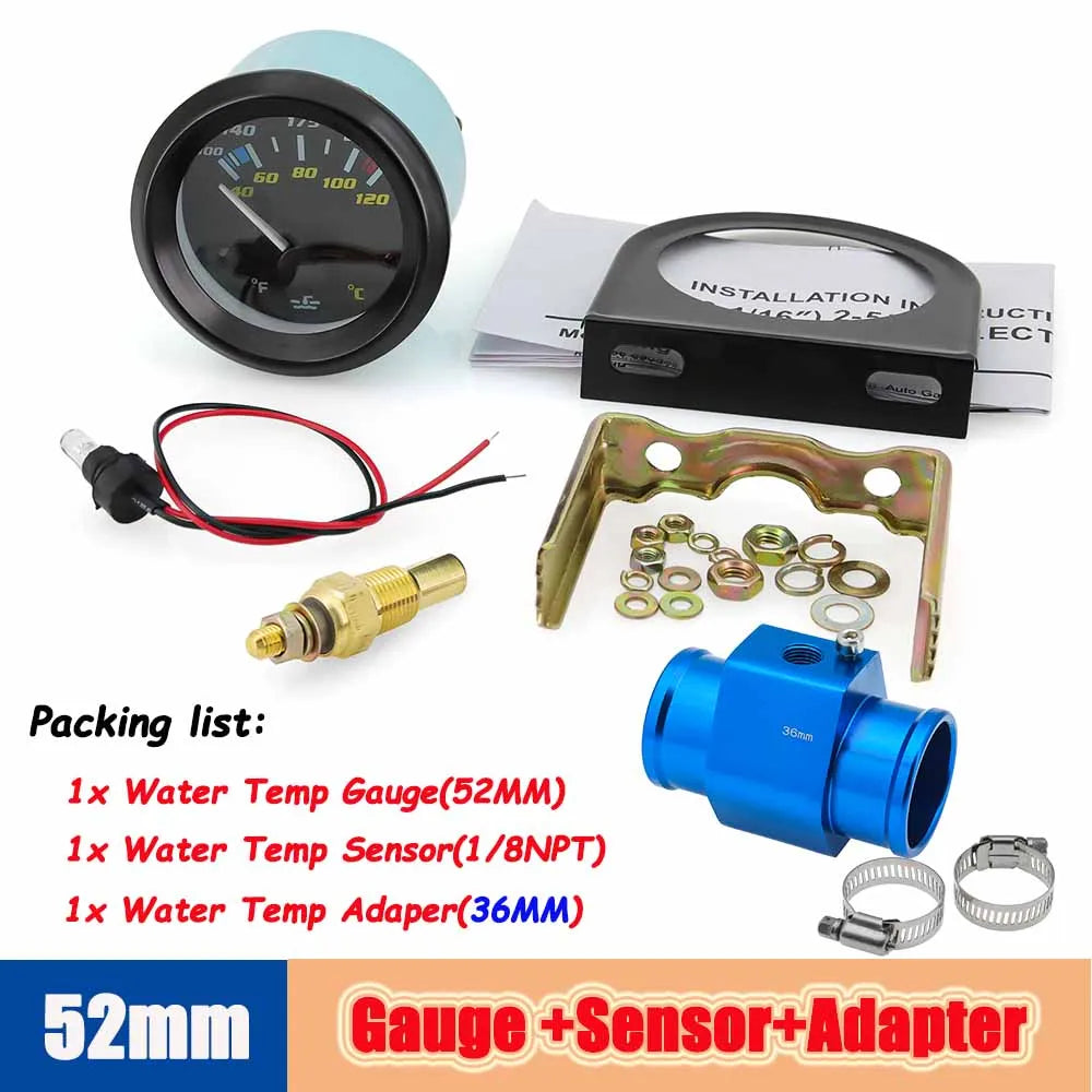 52mm Digital Water Temp Gauge 40-120℃/100-250℉ | Dual Unit Auto Temperature Monitor f alternate view