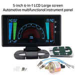 5-inch 6-in-1 LCD Large Screen Automotive Multifunctional Instrument Panel | 12V Vehicle Gauge