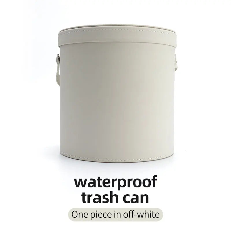 Car Trash Can Organizer Waterproof Round Garbage Storage Basket lifestyle view