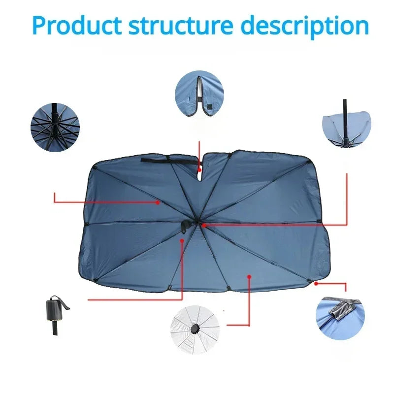 Car Windshield Sun Shade Foldable Front Sunshade close-up view