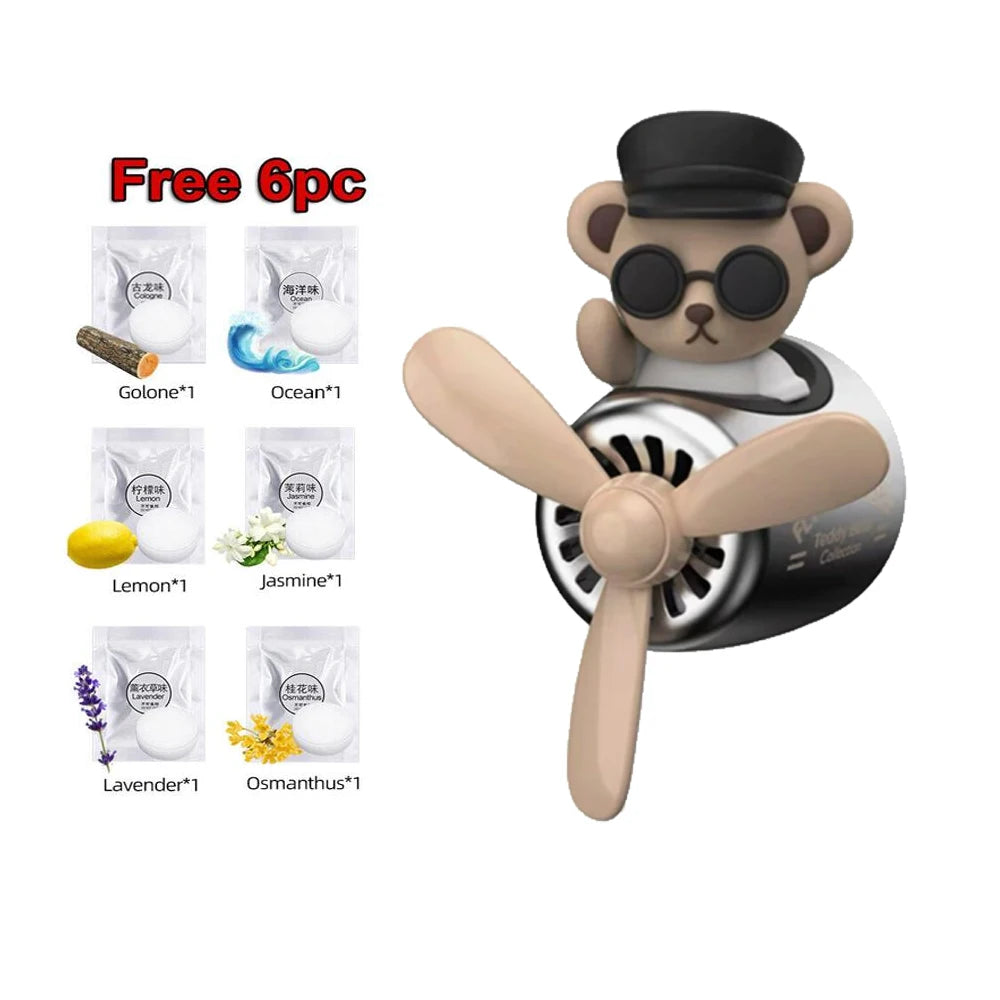 Pilot Bear Car Air Freshener | Vent Clip Aroma Diffuser close-up view
