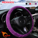Winter Plush Steering Wheel Cover Black close-up view