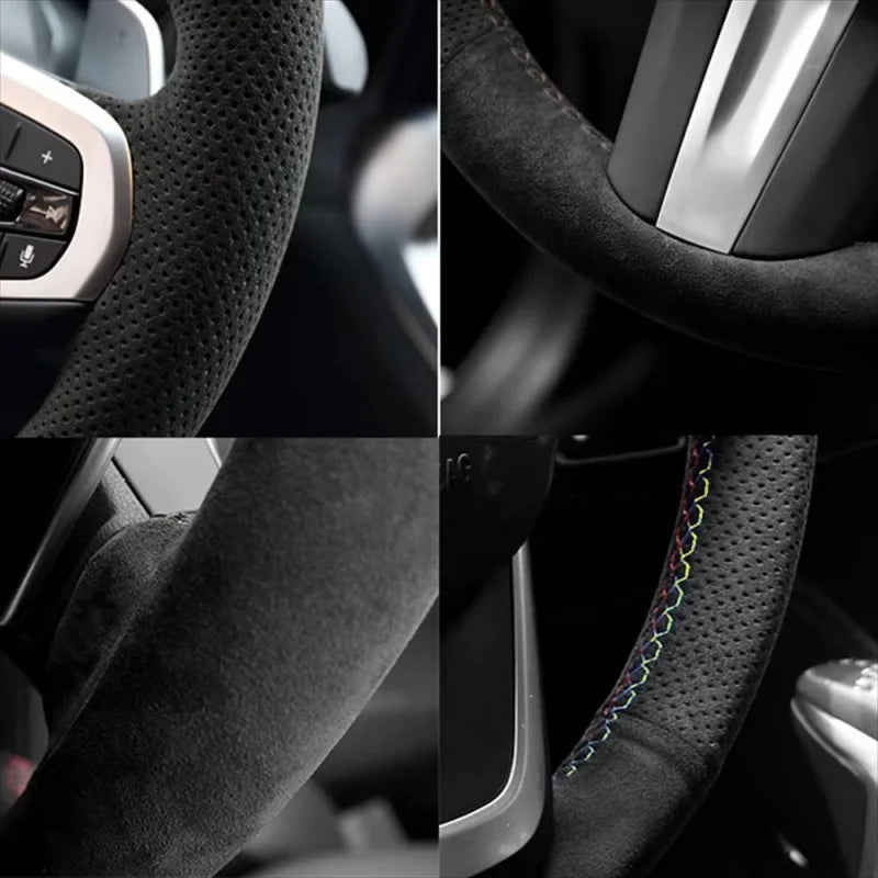 Hand-Sewn Suede Car Steering Wheel Cover A-class E-Class GLA GLC W205 C63 Car Interio alternate view