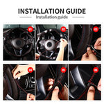 Genuine Leather Steering Wheel Cover For Car Braiding Steering Wheel Protector Cove additional angle