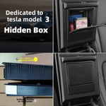 For Tesla Model 3 2017 2018 2019 2020 2021 2022 2023 Car Center Console Tidying Tray Armrest Case Hidden Storage Box Accessories