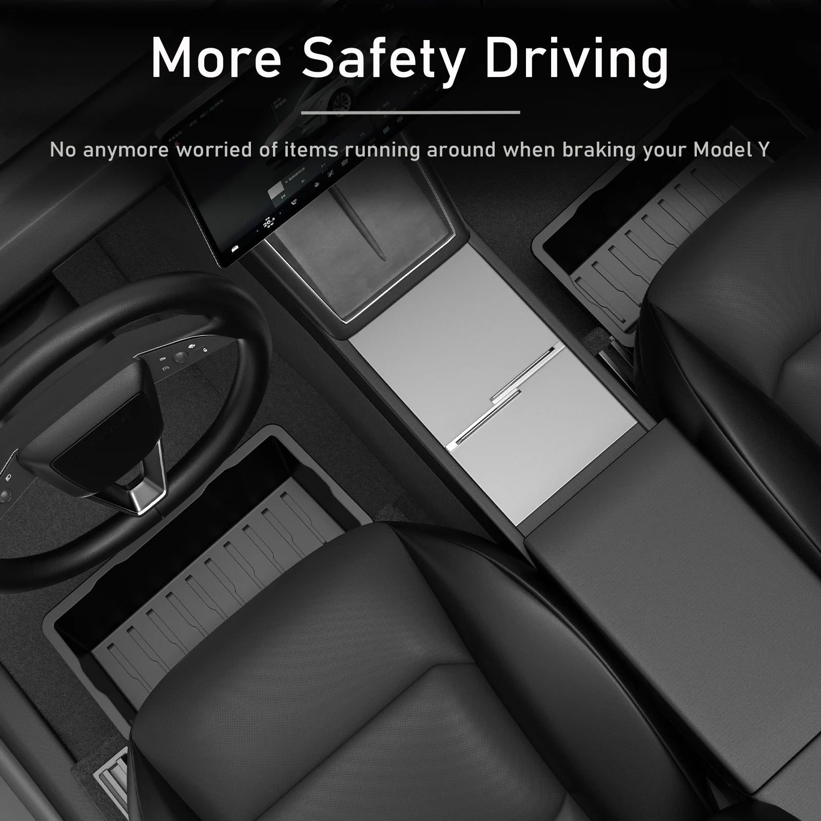 Tesla New Model Y Juniper 2025+ Seat Storage Box – Center Console Organizer Bins (F additional angle