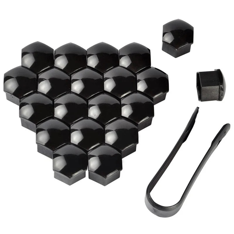 20Pcs Universal Black Car Wheel Hub Nut Protective Caps | ABS Rust Proof Waterproof Tire Nut Covers