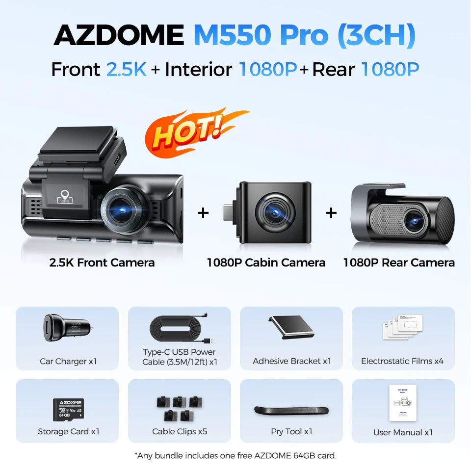 Upgrade AZDOME M550 Pro Dash Cam 4K Front Dashcam Auto 5.8Ghz Wi-Fi GPS G-sensor Car lifestyle view
