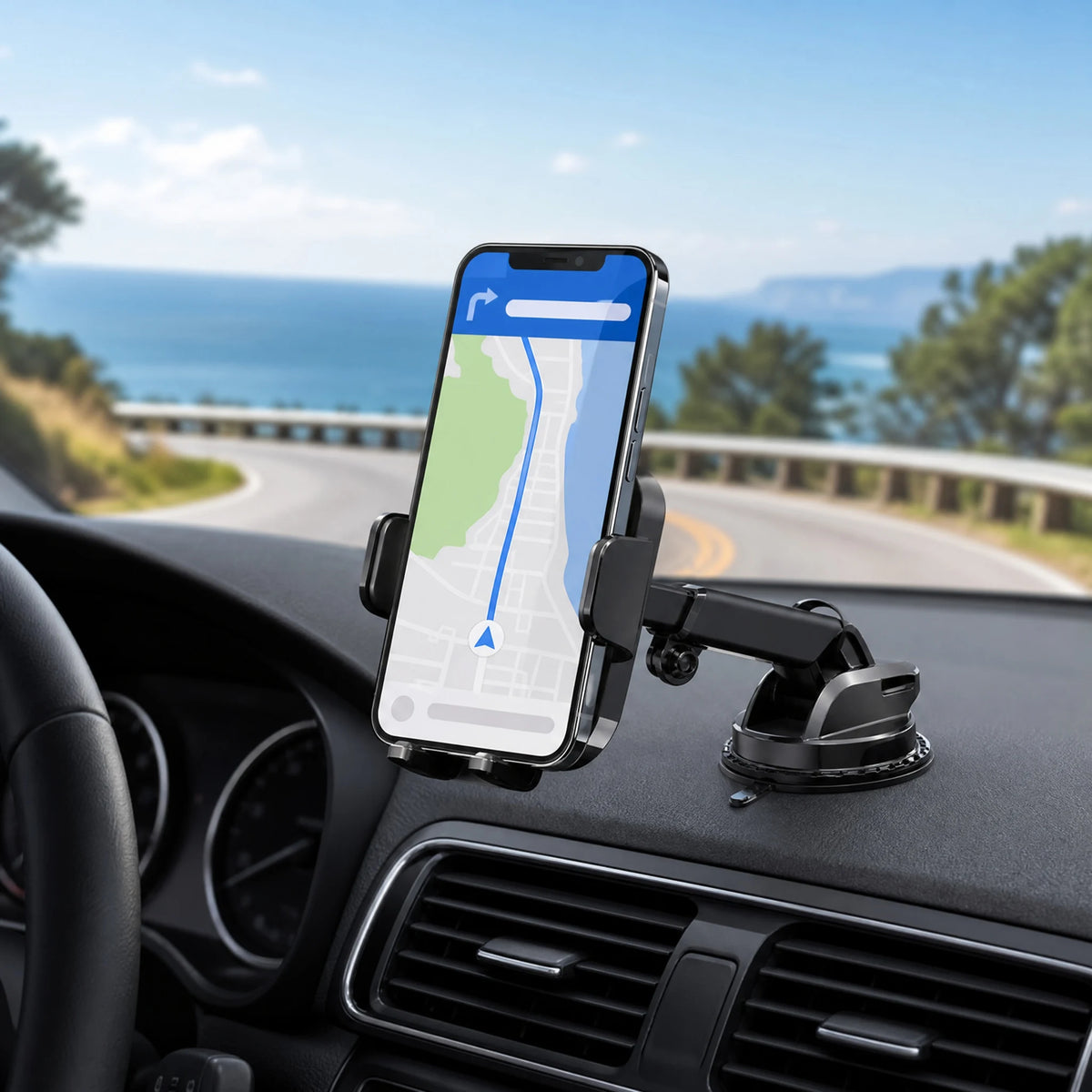 Car Phone Holder – Nano Flexible Silicone, 360° Rotation, Doesn't Block Screen, Compatible with Blac