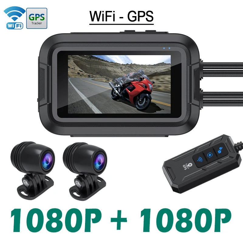 Motorcycle Dash Cam | Dual 1080P, Waterproof, WiFi, GPS detail view