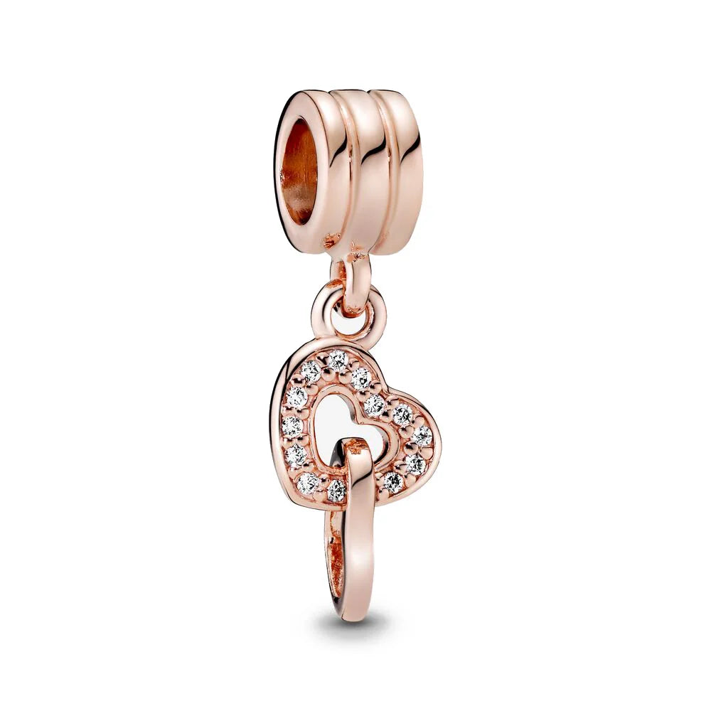 925 Sterling Silver Trinkets Rose Gold Locks And Keys Charm Of 925 Chain Bead Fit Origin detail view
