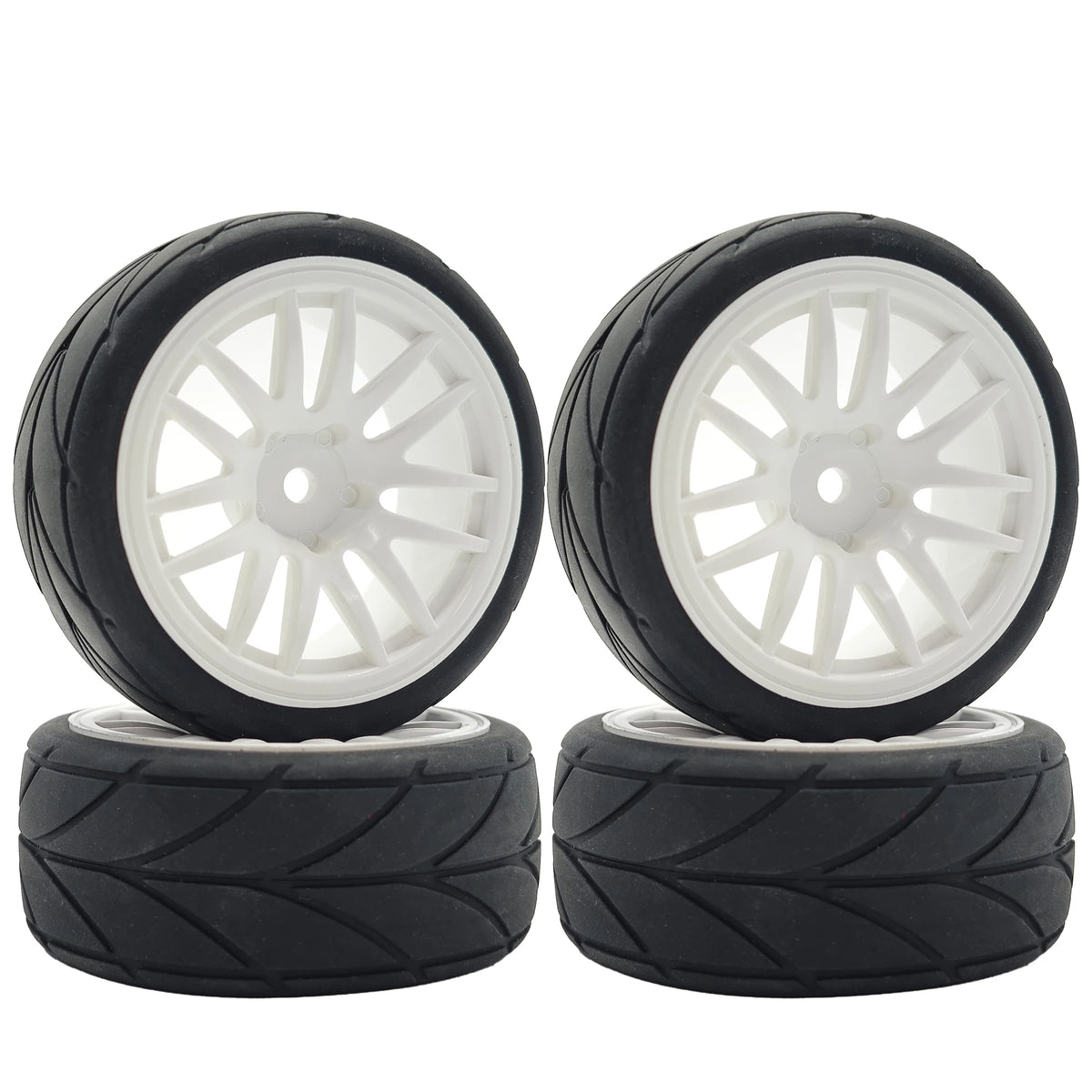 1/10 RC Racing Tires & Wheel Rims 12mm Hex for 1:10 On Road Car close-up view