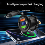 New Car USB Charger PD3.0 & QC3.0 Fast Charging Socket with Voltmeter On/Off Switch 12/2 detail view