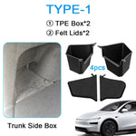 TESMAYX Car Trunk Side Storage Box for Tesla Model Y Juniper 2025 | Flocking TPE Mat lifestyle view