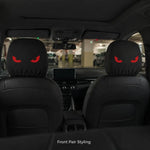 2Pcs Car Headrest Covers with Evil Red Fluorescent Eyes Print, 2D Flat Printed, High Ela detail view