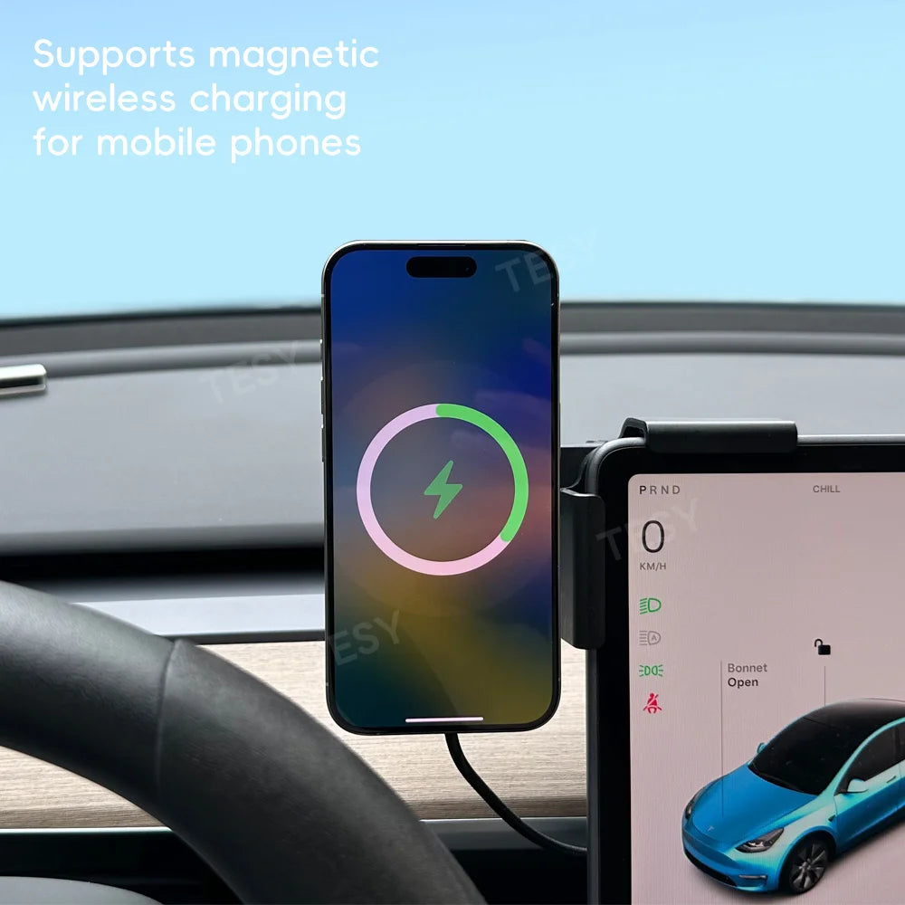 Car Phone Mount Holder 15W Magnetic Wireless Charger | Compatible with MagSafe for Te lifestyle view