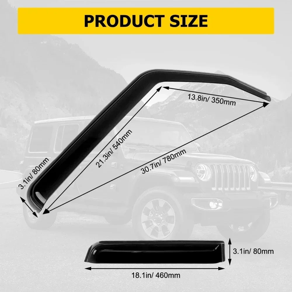 4Pcs Side Window Deflectors Rain Guards for Jeep Wrangler JL 2018-2023 | In-Channel Vent detail view