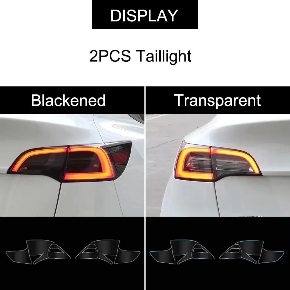 For Tesla Model 3 Y 2017-2023 TPU Blackened Headlight Taillight Foglight Protective F lifestyle view