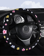 Flannelette Steering Wheel Cover Floral Print Anti-Slip additional angle