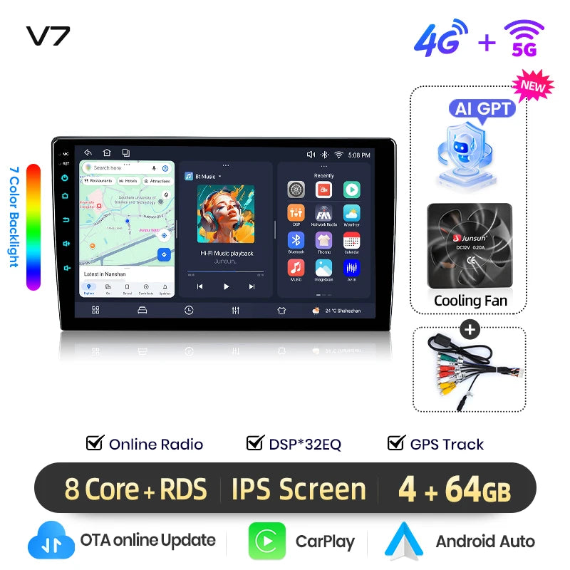 Junsun Android 15 Car Multimedia Player Touch Screen Head Unit Stereo Radio for Toy additional angle