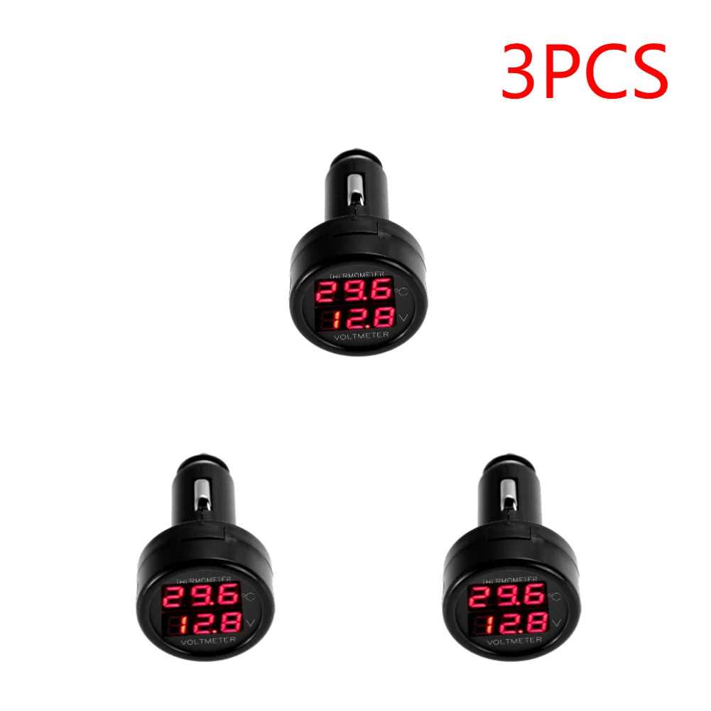 2 IN 1 Car Voltmeter Thermometer | 12V 24V Cigarette Lighter Battery Monitor alternate view
