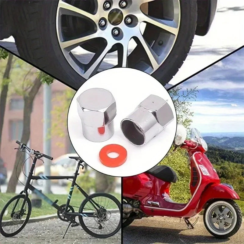 40 Pcs Tire Valve Caps with O-Ring | Chrome Dust Proof Covers for Cars, Bicycles, Tru lifestyle view
