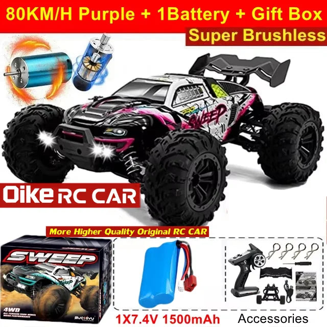 Oike 4WD 1:16 80KM/H Super Brushless 50KM/H Brushed RC Car 4x4 Off Road Remote Contro alternate view