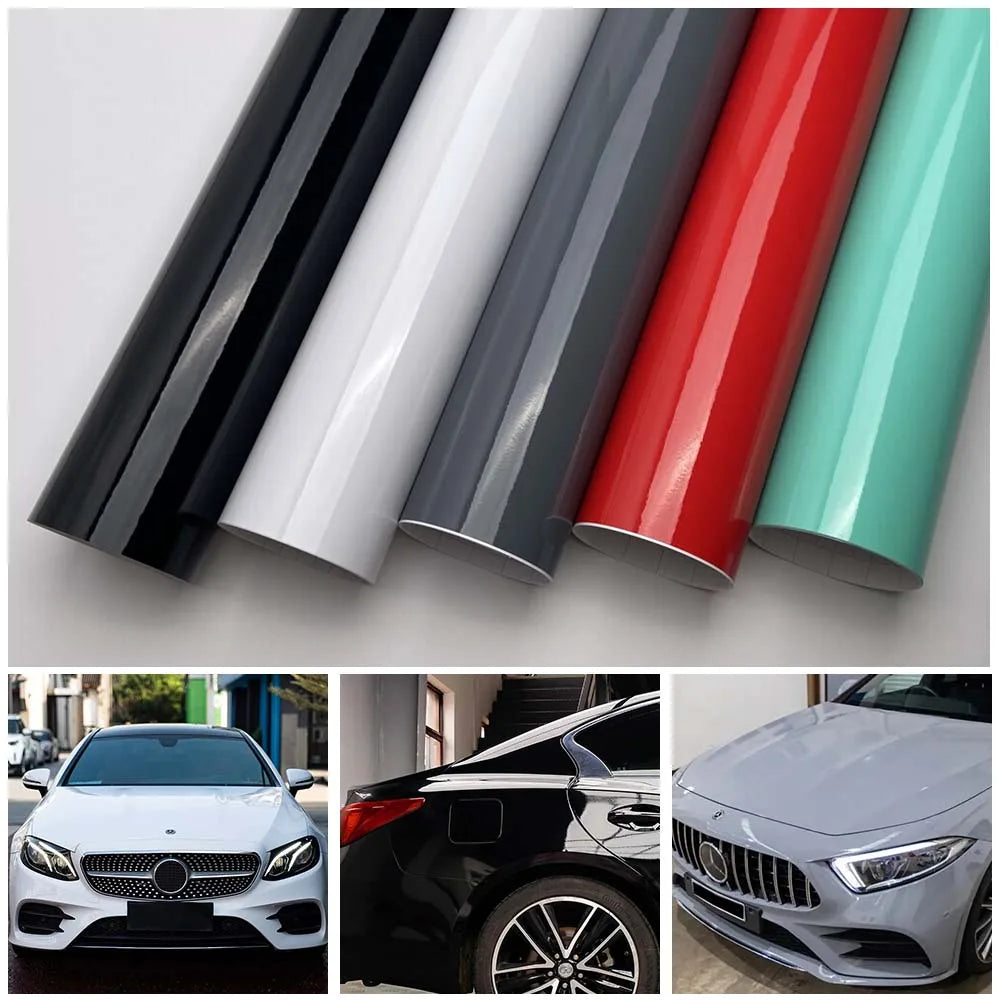 Glossy Vinyl Wrap Film Waterproof Auto Motorcycle Bright Body Wrap Sticker Gloss Wrap Film Black Whi