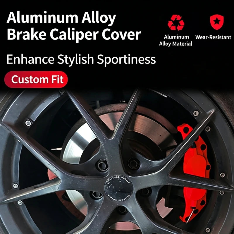 4Pcs Metal Car Wheel Caliper Covers Brake Caliper Anti Dust Protective Disc Shell for close-up view