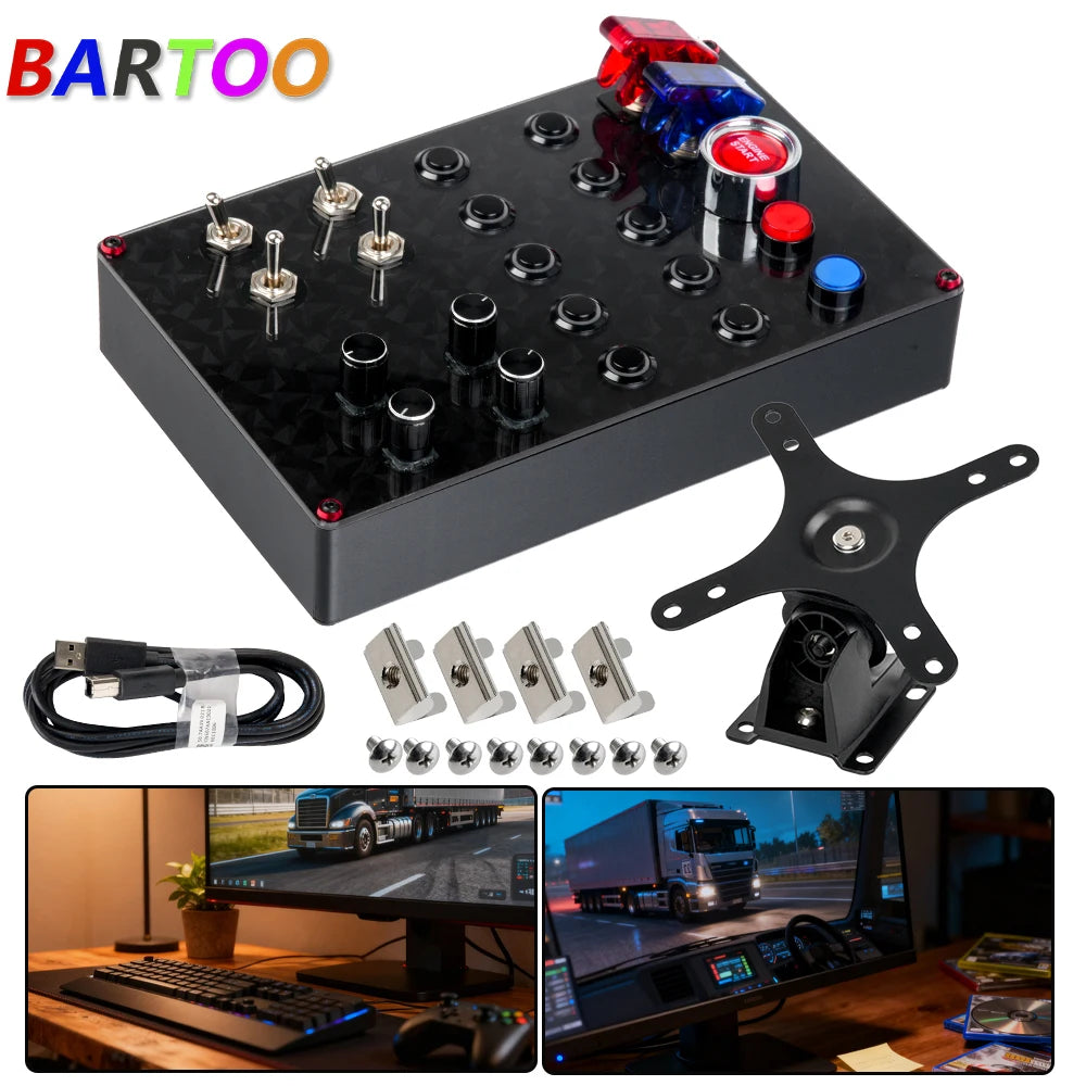 Sim Racing Central Control Box | Universal PC Game Controller with Mounting Fixture