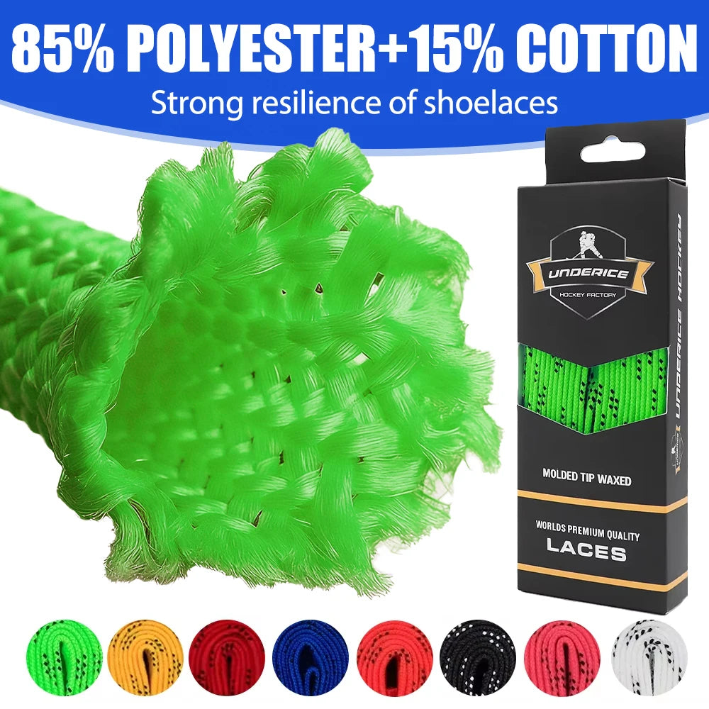 UICE Ice Hockey Shoelaces Box-Packed Ice Hockey Skate Laces 84/96/108/120in Dual Layer close-up view