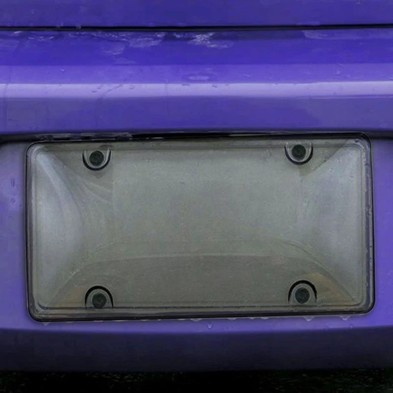 Smoked License Plate Cover & Frame | Tinted Shield, Flat & Bubbled, Universal Car Fit