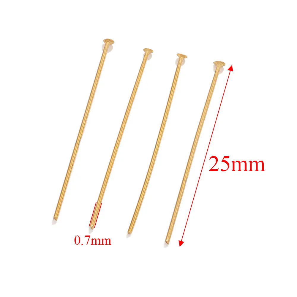 20pcs 20-70mm PVD Gold Plated Stainless Steel Flat Head Pins For Jewelry Making Findin close-up view