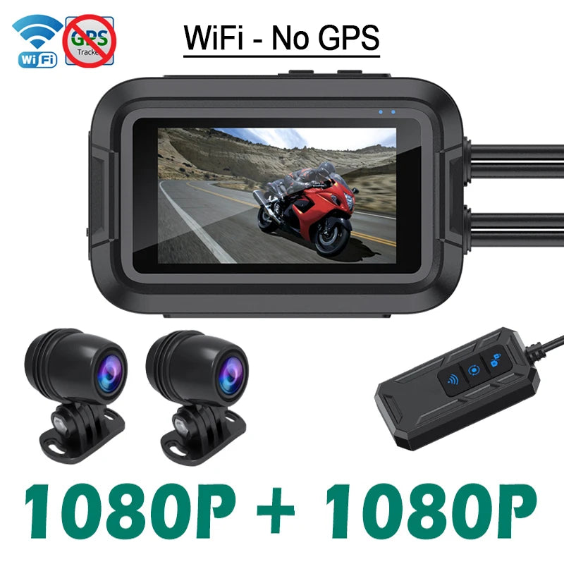 Motorcycle Dash Cam | Dual 1080P, Waterproof, WiFi, GPS alternate view