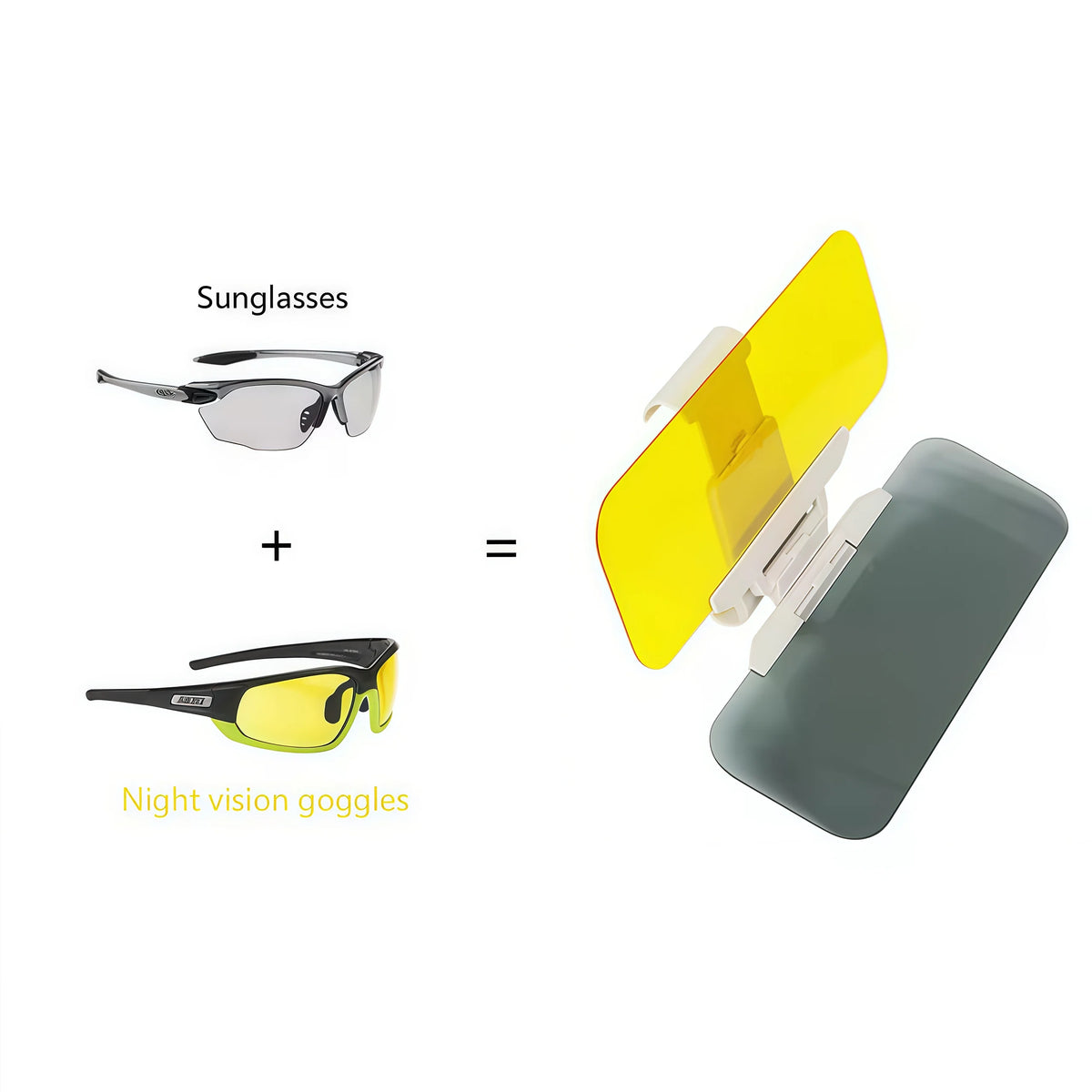Two-In-One Car Sun Visor Polarized Sun Visor Transparent Anti-Glare Adjustable Suitable For Both Day And Night Adjustable Windsh