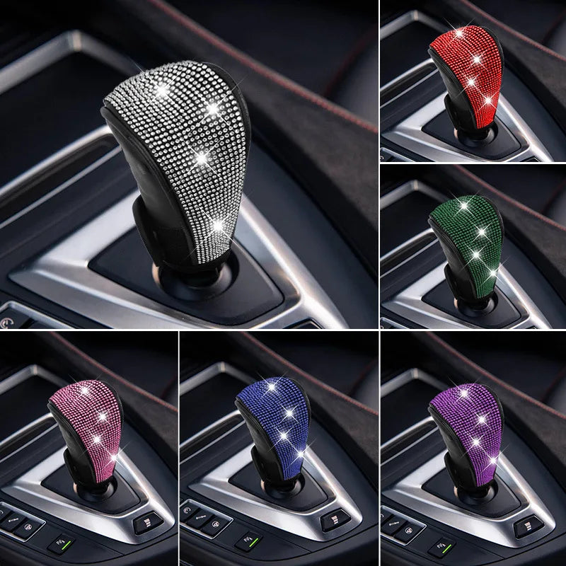 Universal Bling Diamond Gear Shift Cover, Sparkly Rhinestone PU Leather Car Shifter K alternate view