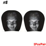 2PCS Generic Car Headrest Covers with Funny Smiley Face Design, Black Elastic Fabri additional angle